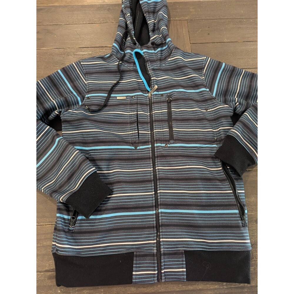 Y2K Empyre Striped Hooded Jacket Adult Size Small Skater Grunge Gothic VTG